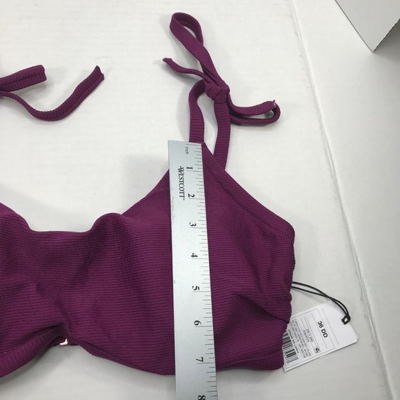 Shade And Shore Women's Sz. 36DD Tie Strap Textured Bralette Bikini Swim Top New - Picture 10 of 13